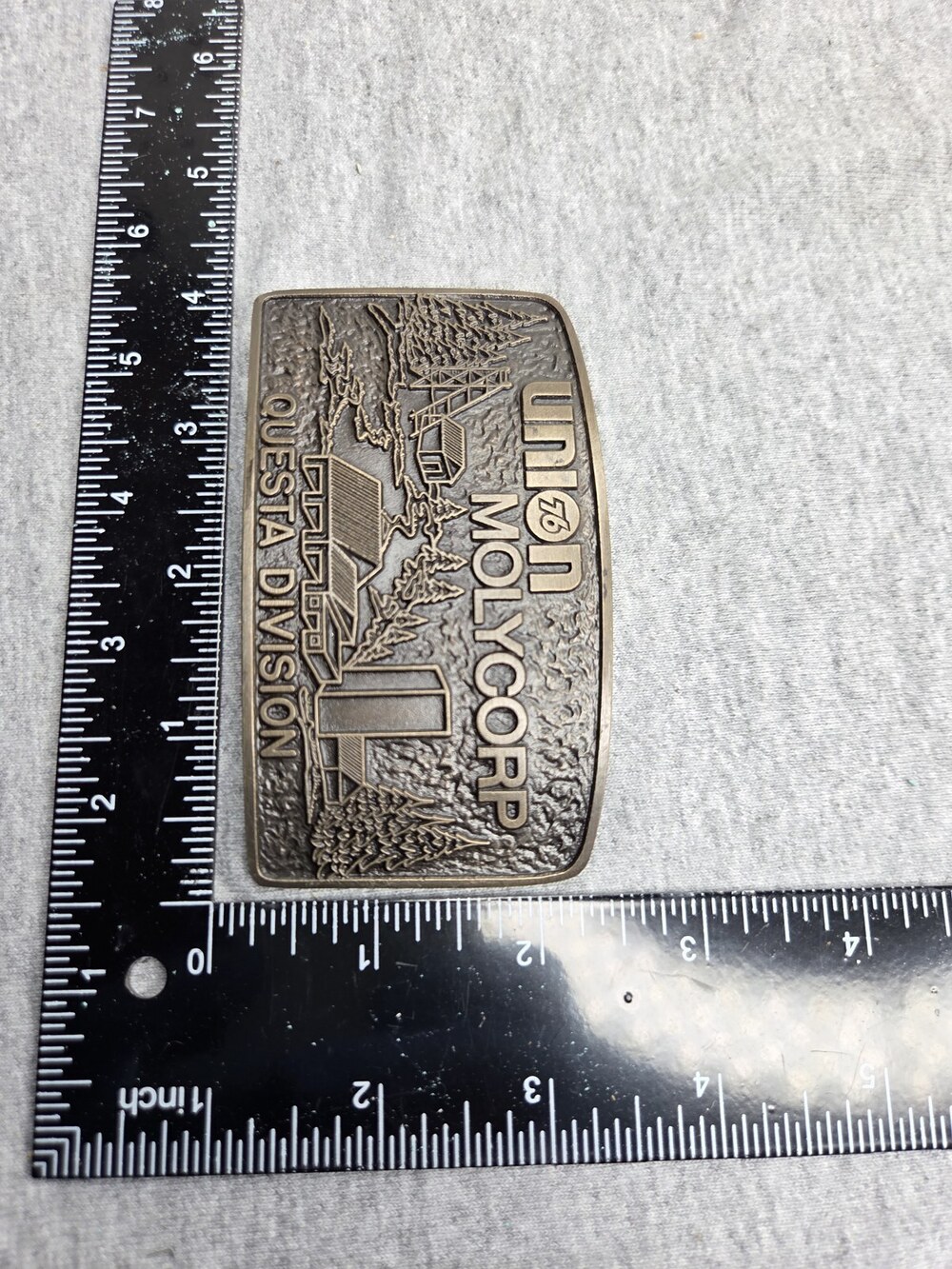 Vintage Union Molycorp Questa Mine Belt Buckle Solid Bronze Advanced Casting NM - Picture 7 of 9